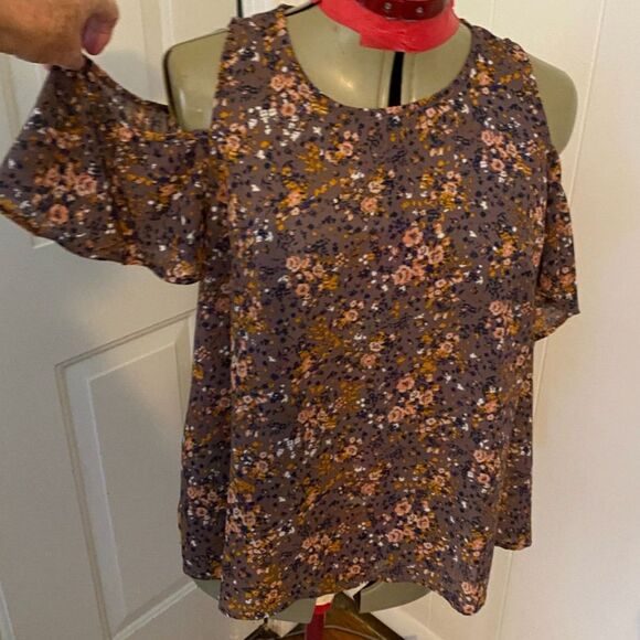 xhilaration boho Floral Off the Shoulder Short Sleeve Top Size L - Picture 1 of 5